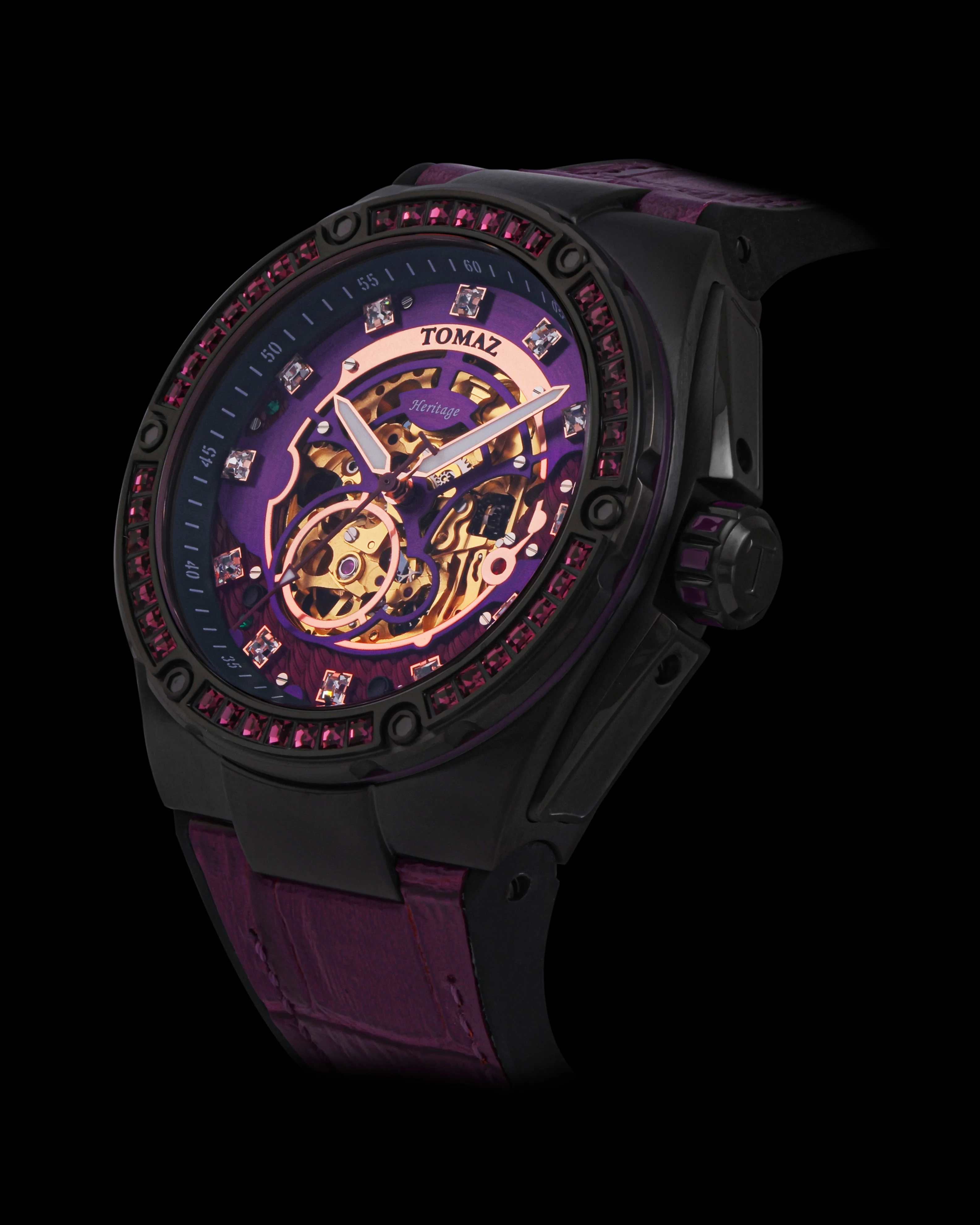 Tomaz Xavier XL TW033-D1A Crystal Watch – Bamboo Leather Strap - Image 2