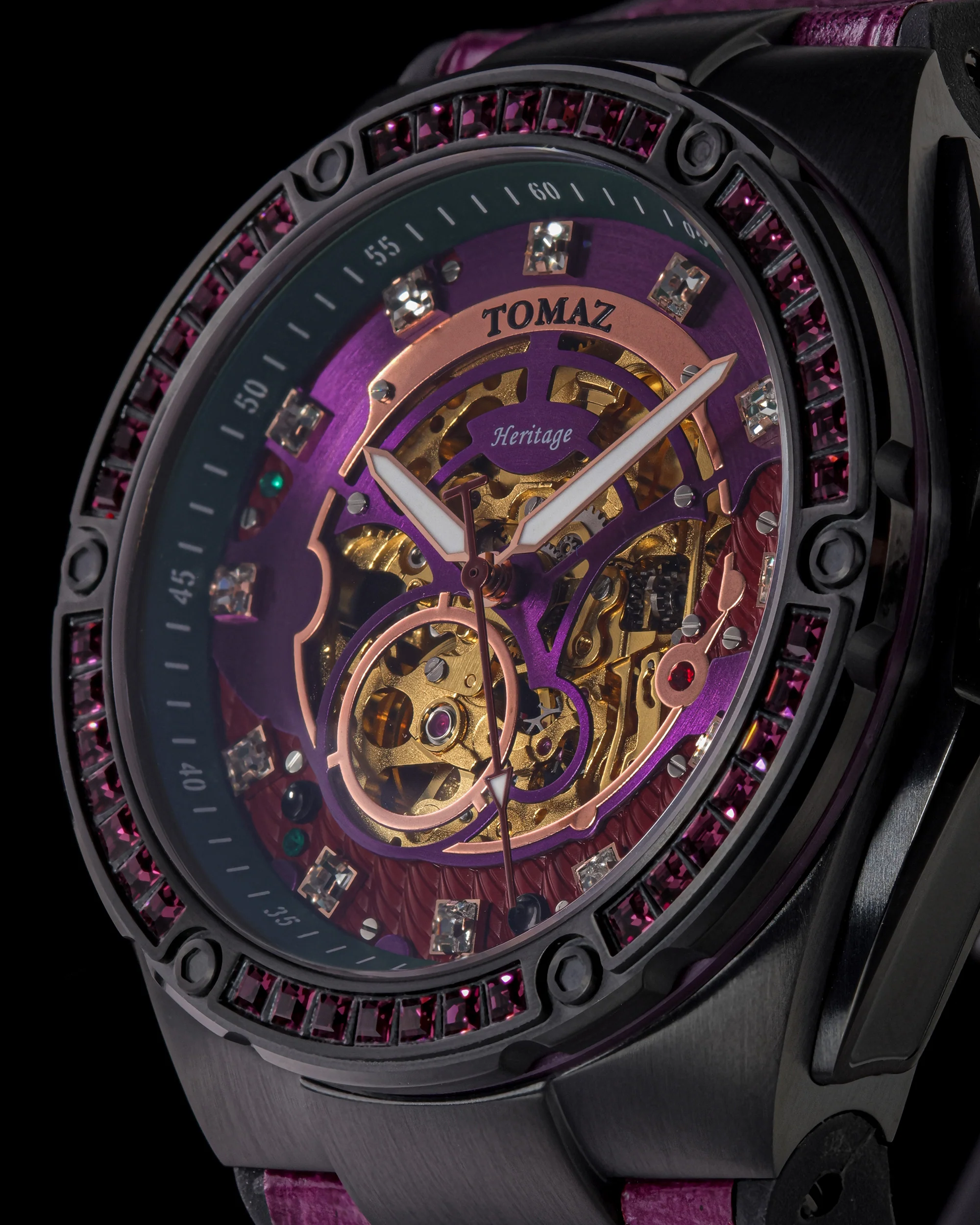 Tomaz Xavier XL TW033-D1A Crystal Watch – Bamboo Leather Strap - Image 3