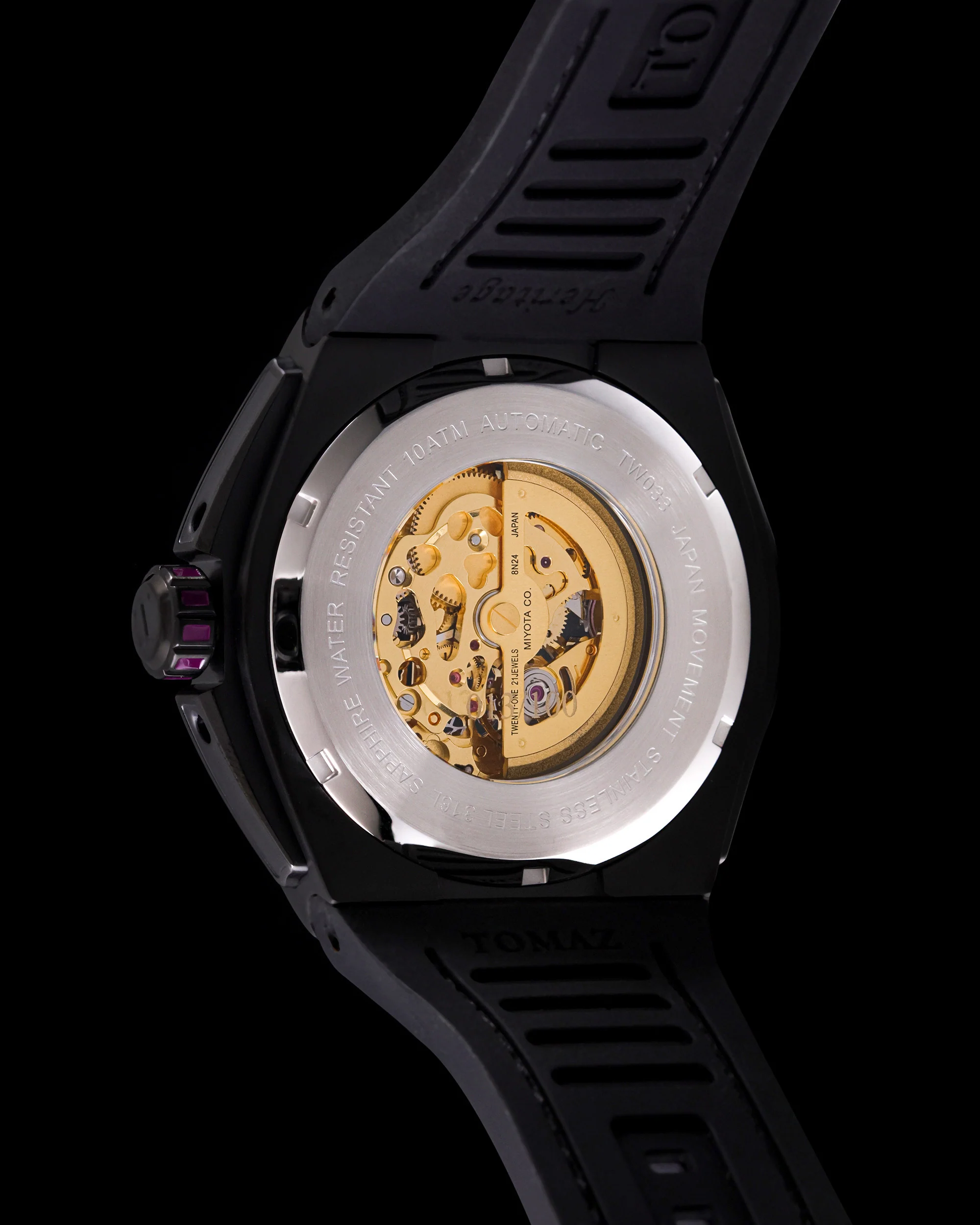 Tomaz Xavier XL TW033-D1A Crystal Watch – Bamboo Leather Strap - Image 4