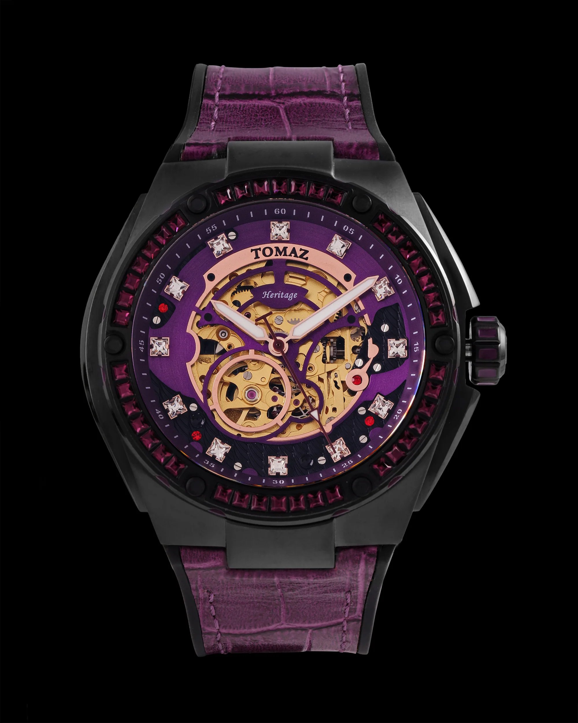 Tomaz Xavier XL TW033-D2 Crystal Watch – Bamboo Leather Strap