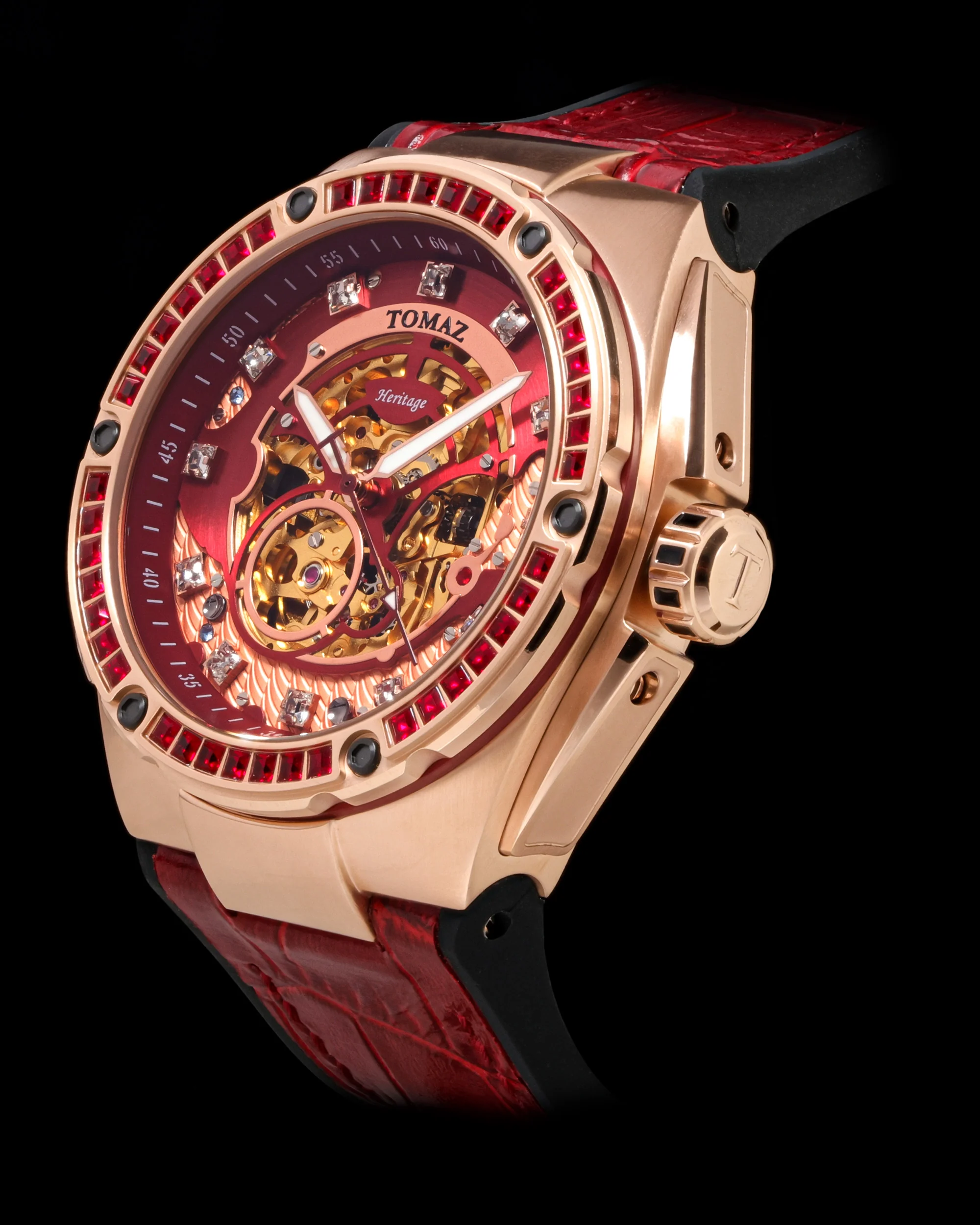 Tomaz Xavier XL TW033-D3 Crystal Watch – Bamboo Leather Strap - Image 2