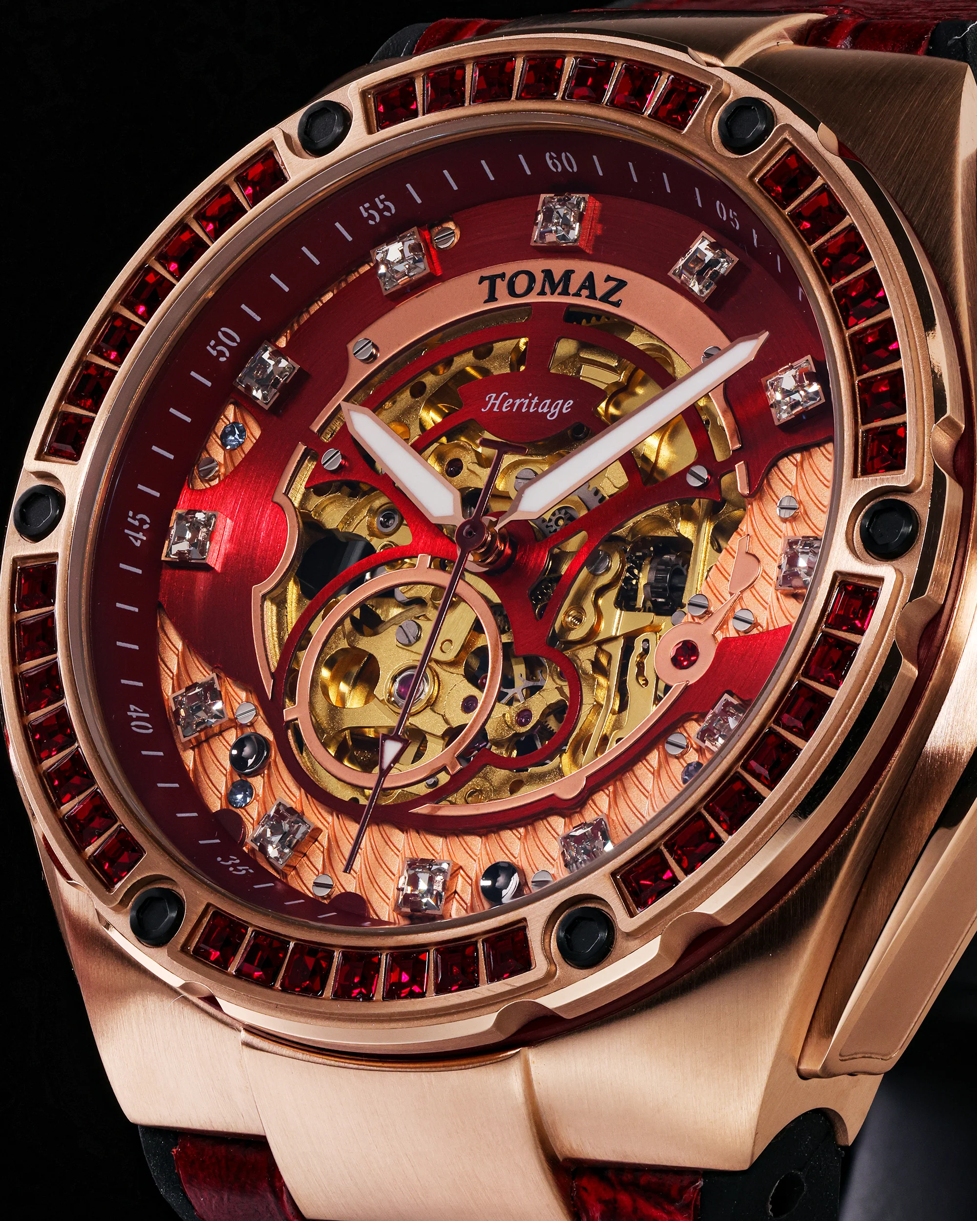 Tomaz Xavier XL TW033-D3 Crystal Watch – Bamboo Leather Strap - Image 3