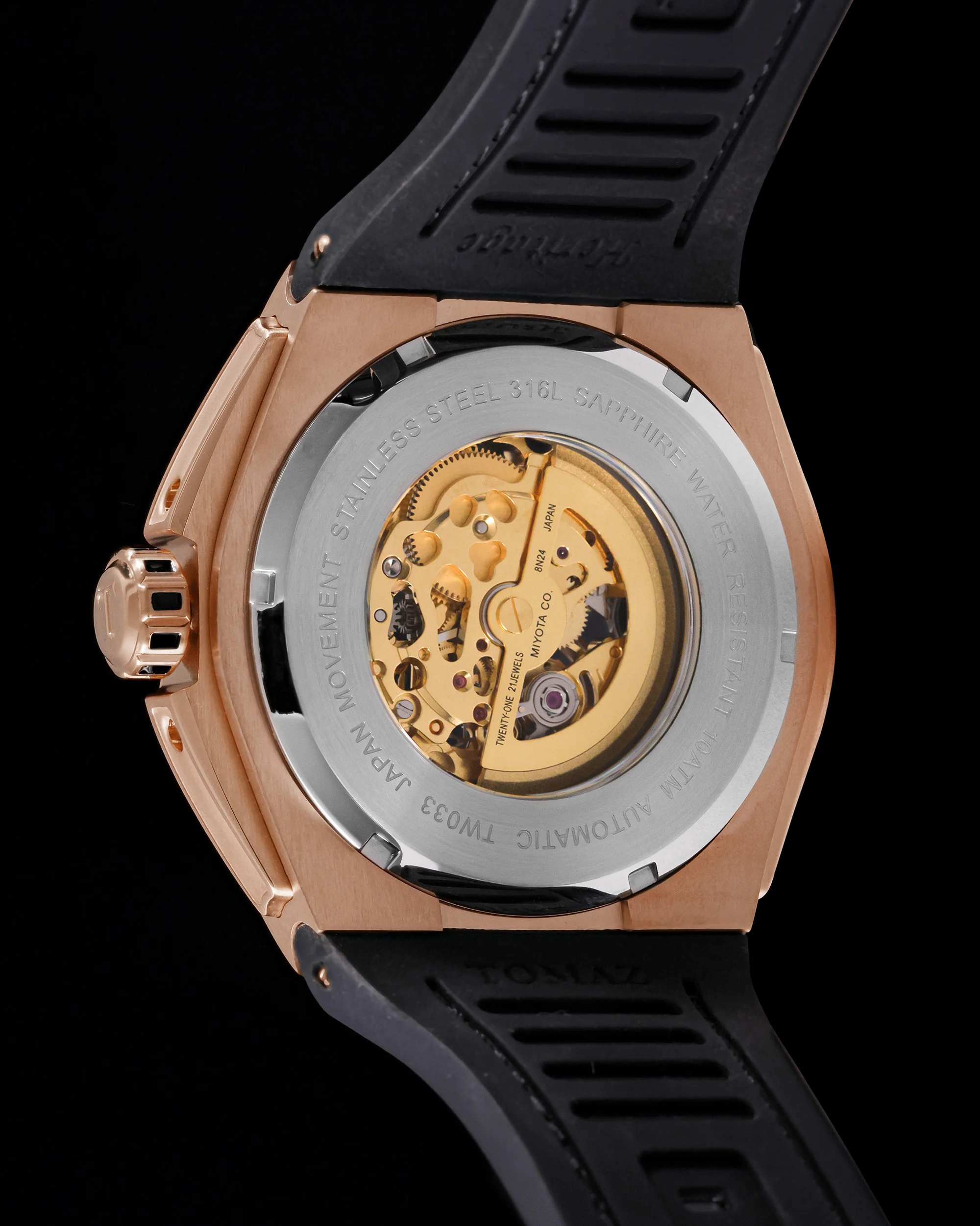 Tomaz Xavier XL TW033-D3 Crystal Watch – Bamboo Leather Strap - Image 4