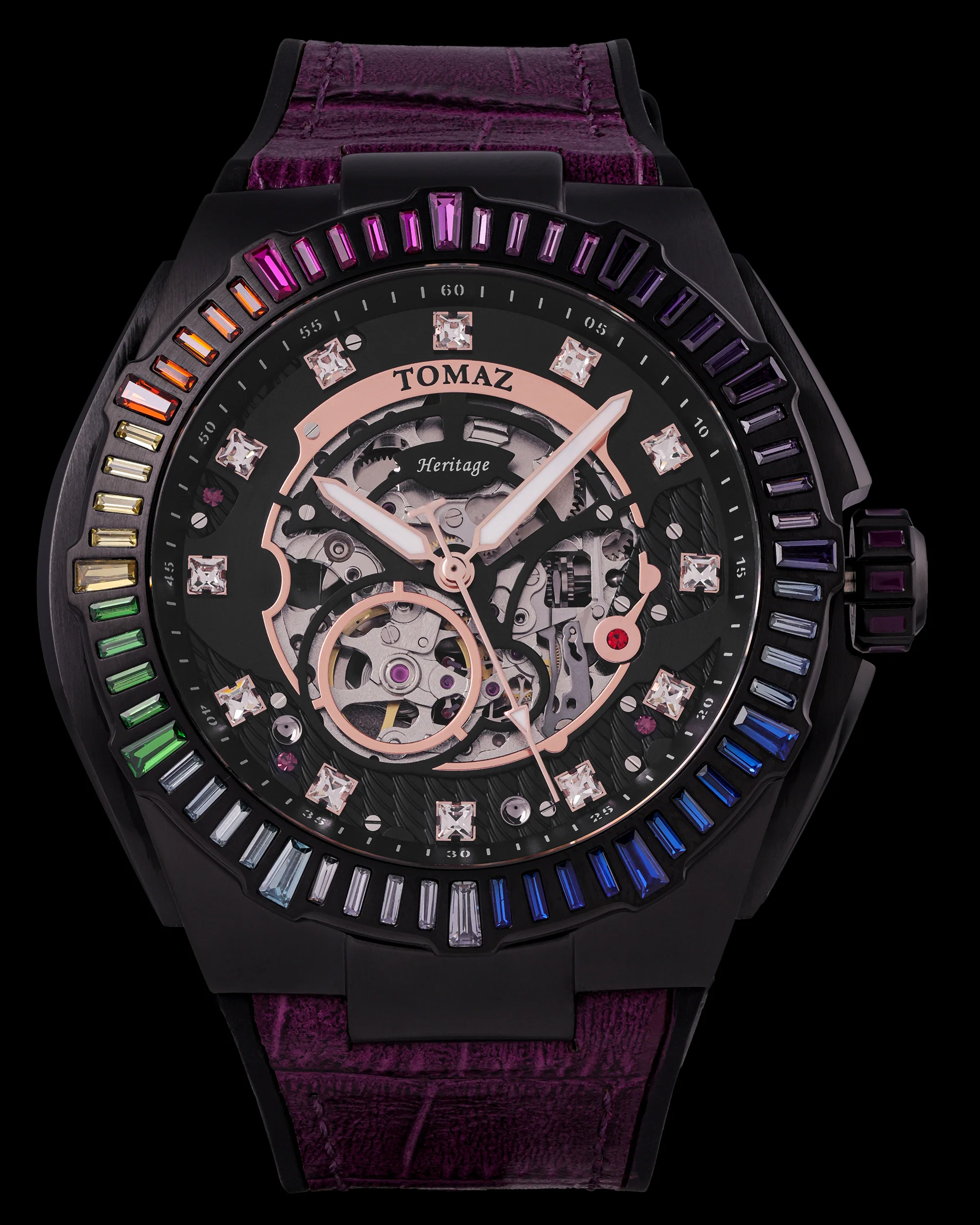 Tomaz Xavier XL TW033-D4 Crystal Watch – Bamboo Leather Strap