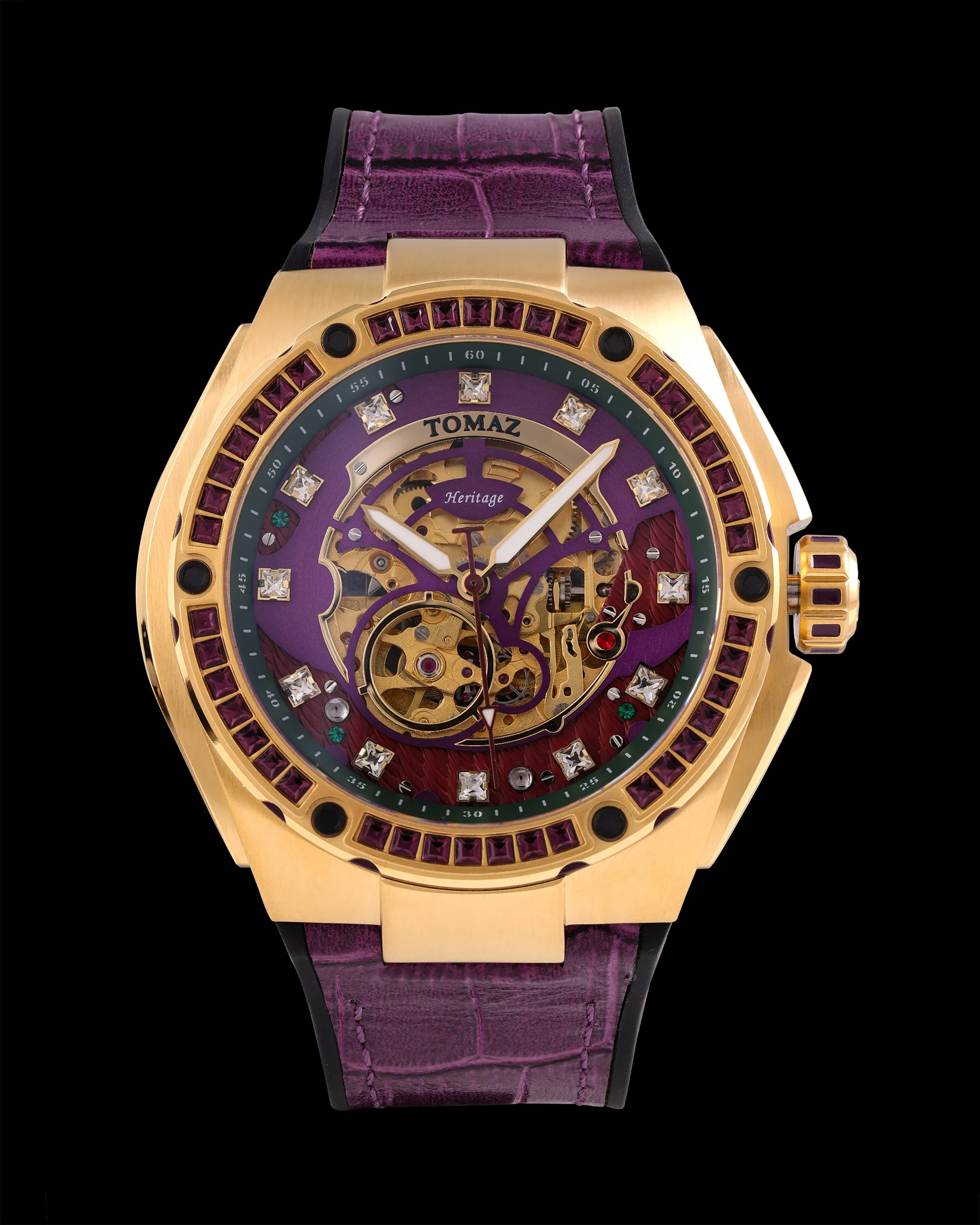 Tomaz Xavier XL TW033-D6 Crystal Watch – Bamboo Leather Strap