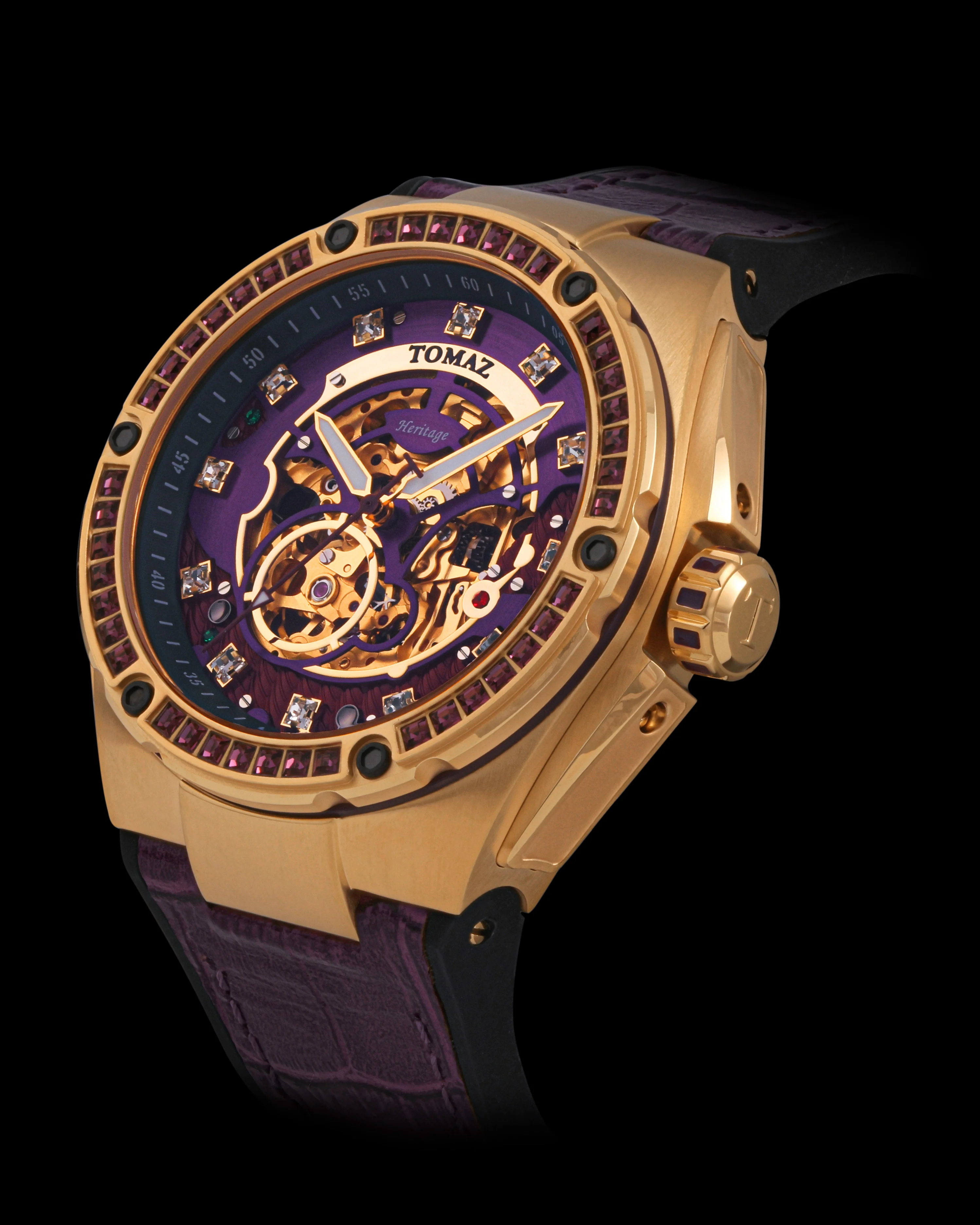 Tomaz Xavier XL TW033-D6 Crystal Watch – Bamboo Leather Strap - Image 2