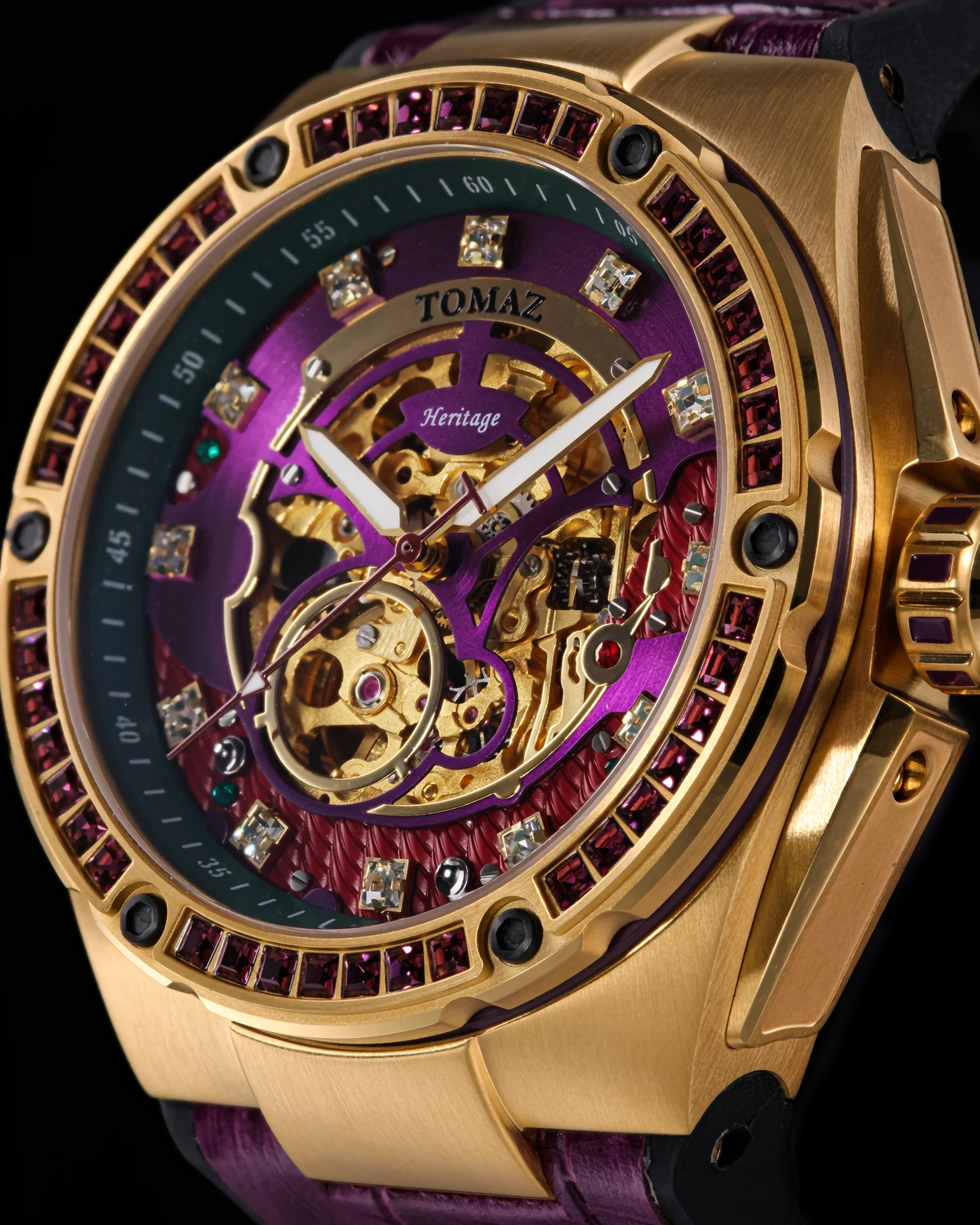 Tomaz Xavier XL TW033-D6 Crystal Watch – Bamboo Leather Strap - Image 3