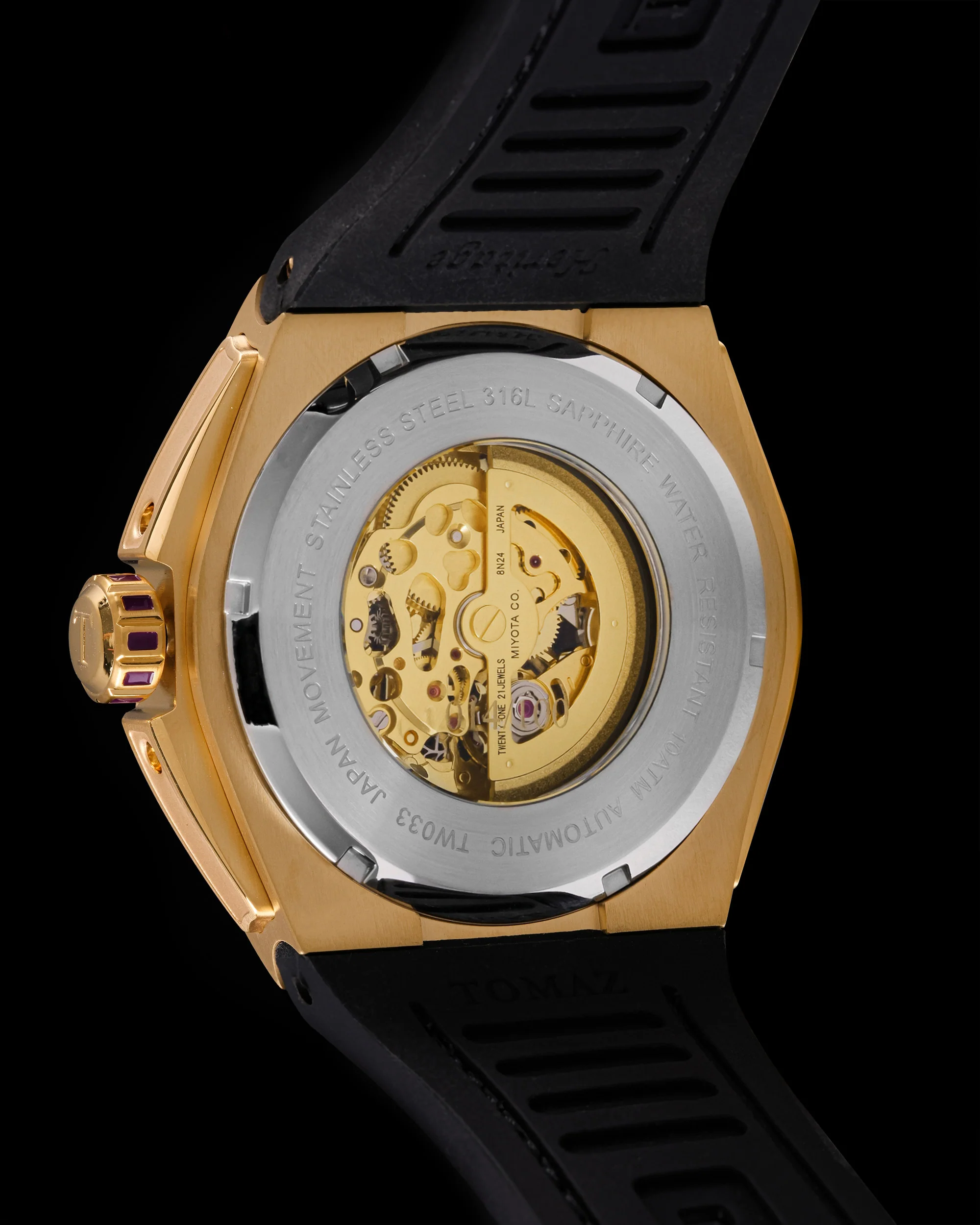 Tomaz Xavier XL TW033-D6 Crystal Watch – Bamboo Leather Strap - Image 4