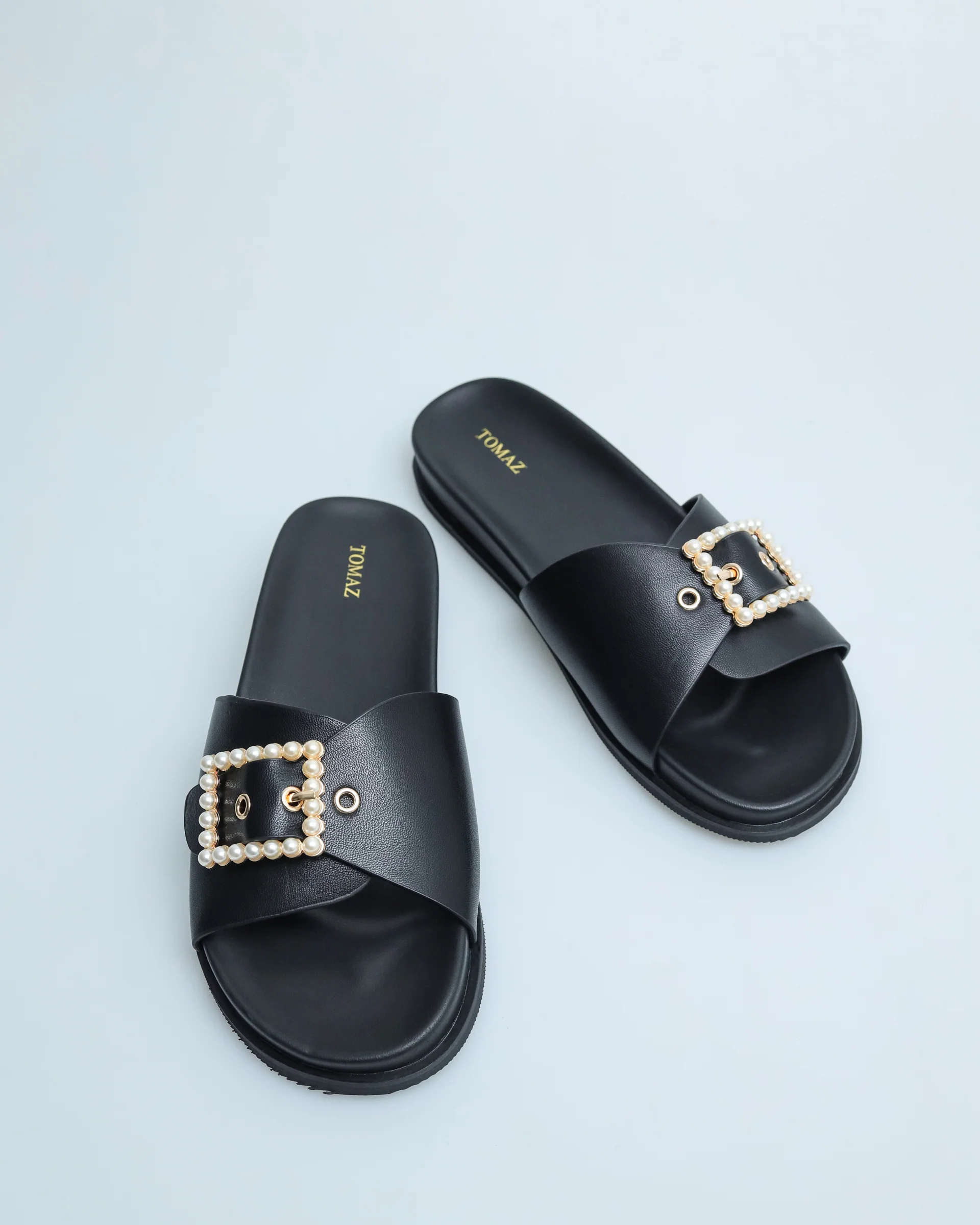 Tomaz YX134 Ladies Pearl Buckle Sandals - Image 6