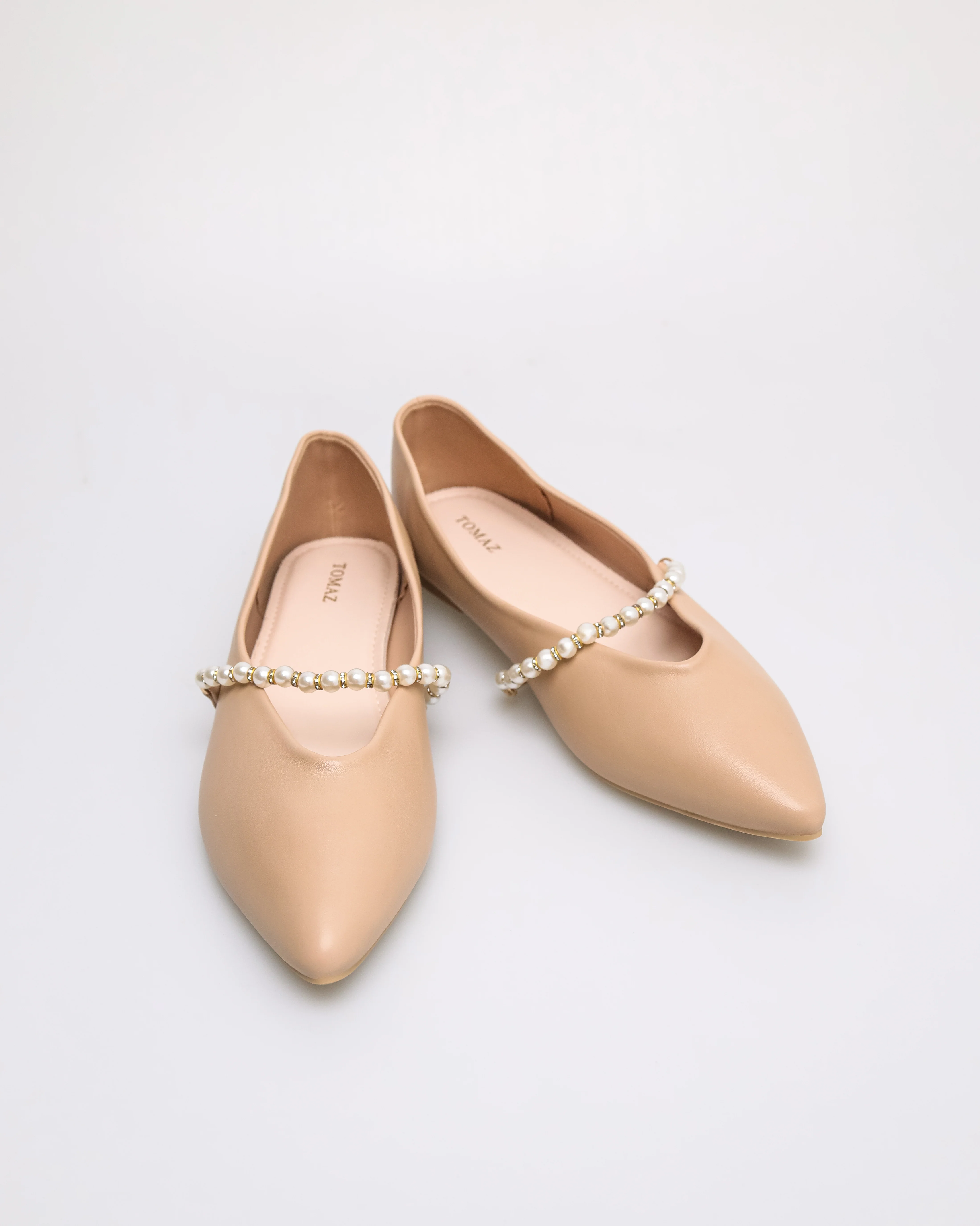Tomaz YX193 Ladies Plain Pearl Flats - Image 6