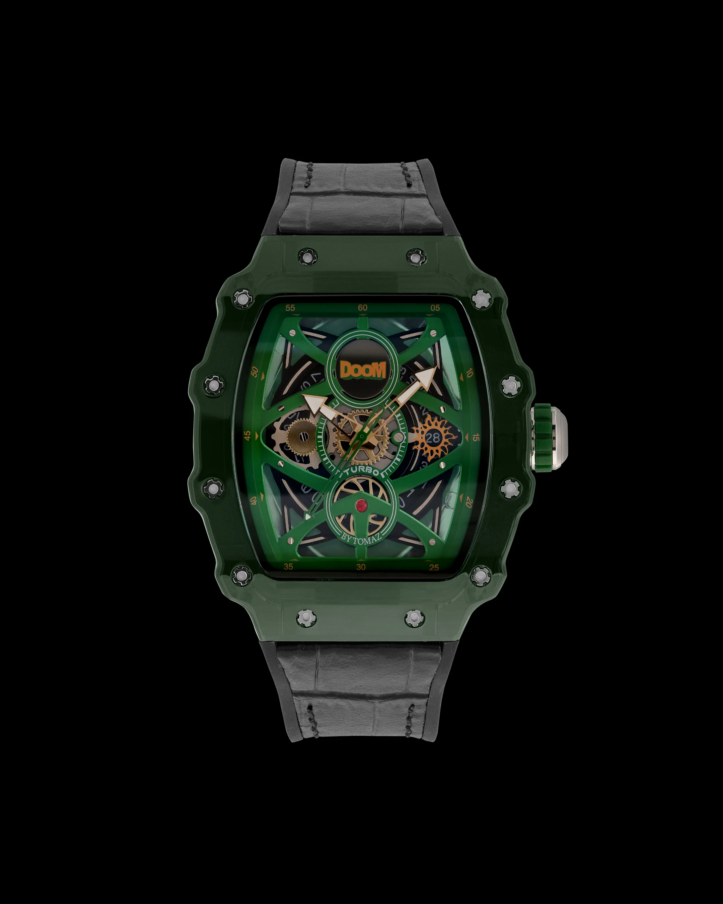 Turbo by Tomaz - Marvel Doctor Doom Edition TQ053-BD2 (Green) with Black Rubber Leather Strap
