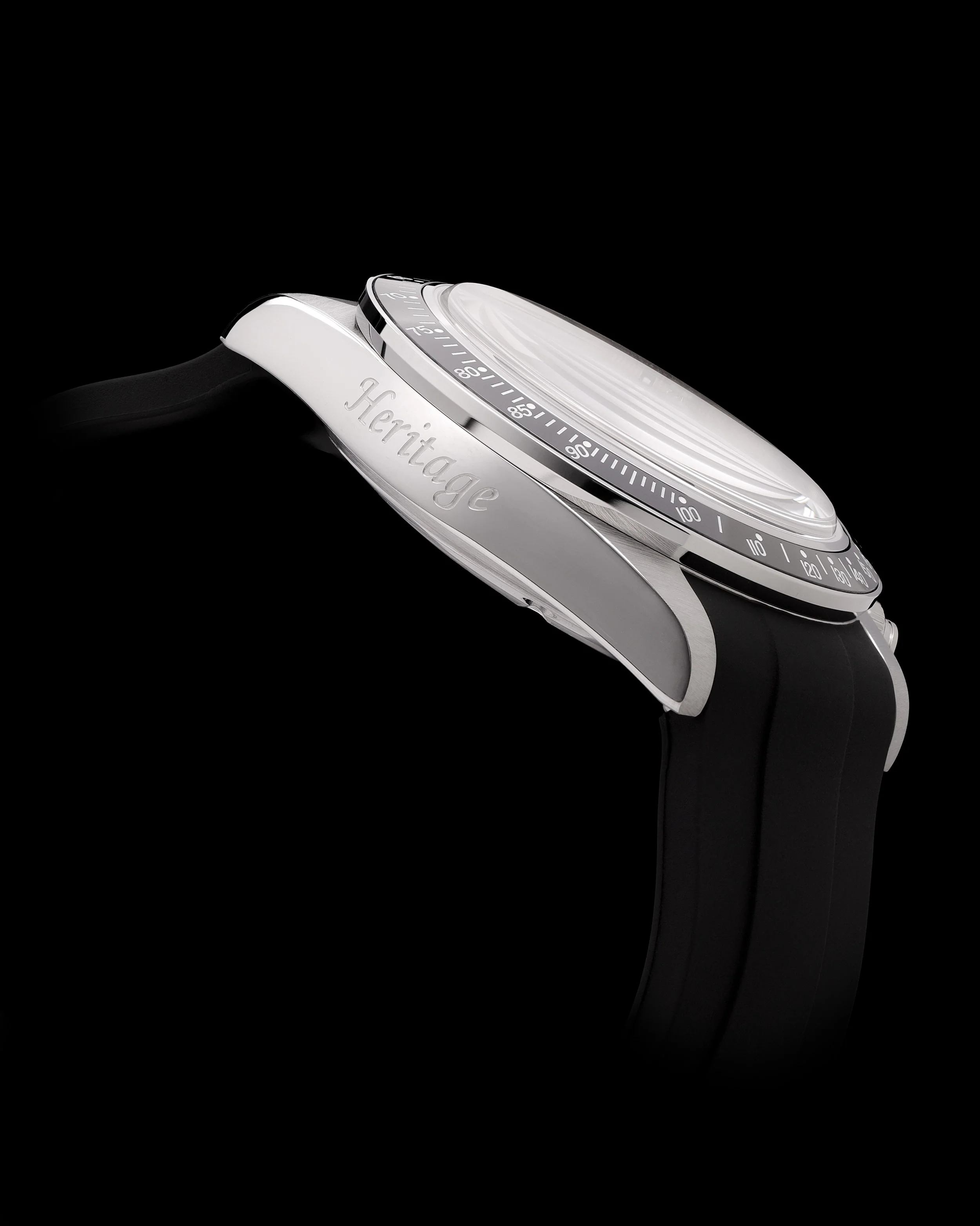 Vintage GR07-D1 (Silver/Black) with Silver Crystal (Black Silicone Strap) - Image 3